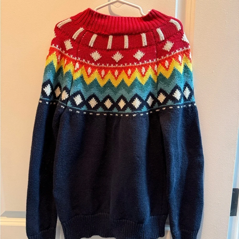 Hanna Anderson Après-Ski Winter Sweater Thick Knit Fair Isle Nordic Colorful 8